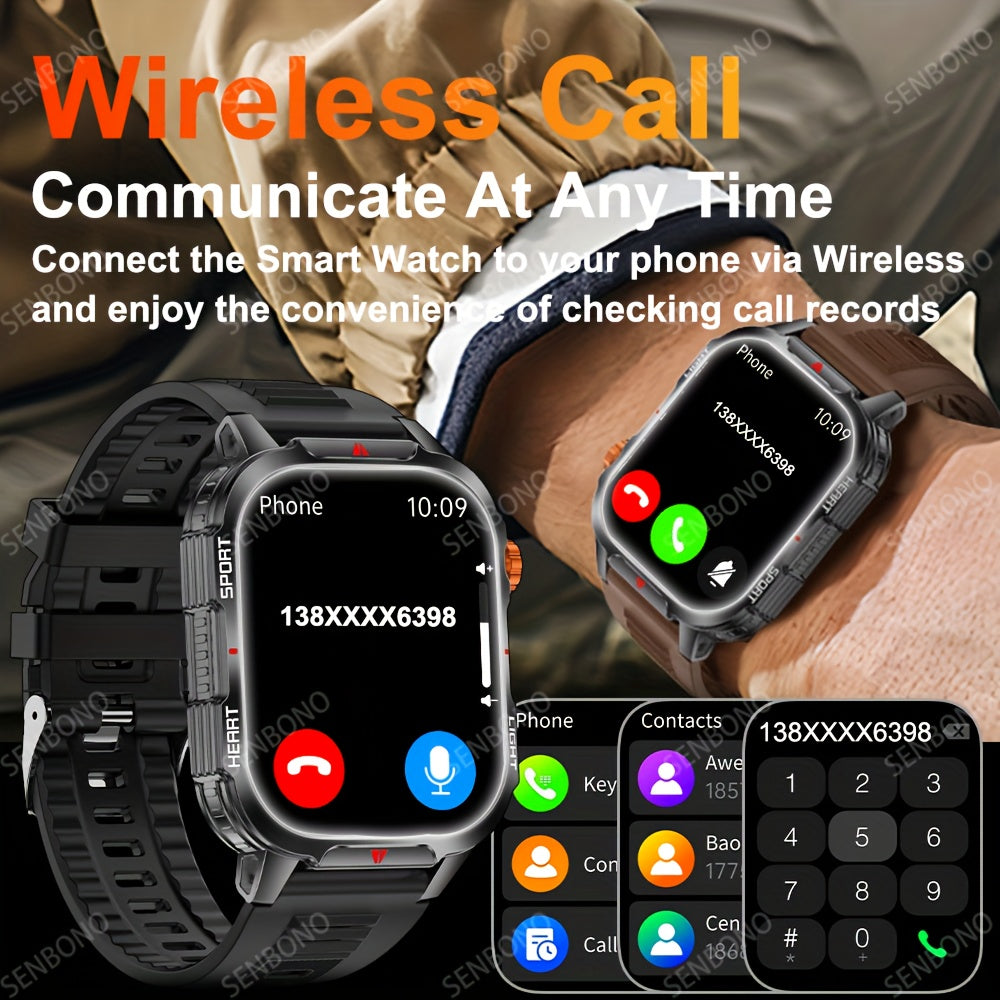 SENBONO Men'S & Women'S Smart Watch with 5.11cm HD Ultra-Large Display, 60Hz Refresh Rate, 1100mAh Battery, 130+ Day Standby Time, 200+ Watch Faces, Voice Assistant, 100+ Sport Modes, Fitness Tracker, USB Charging, Weather Fo