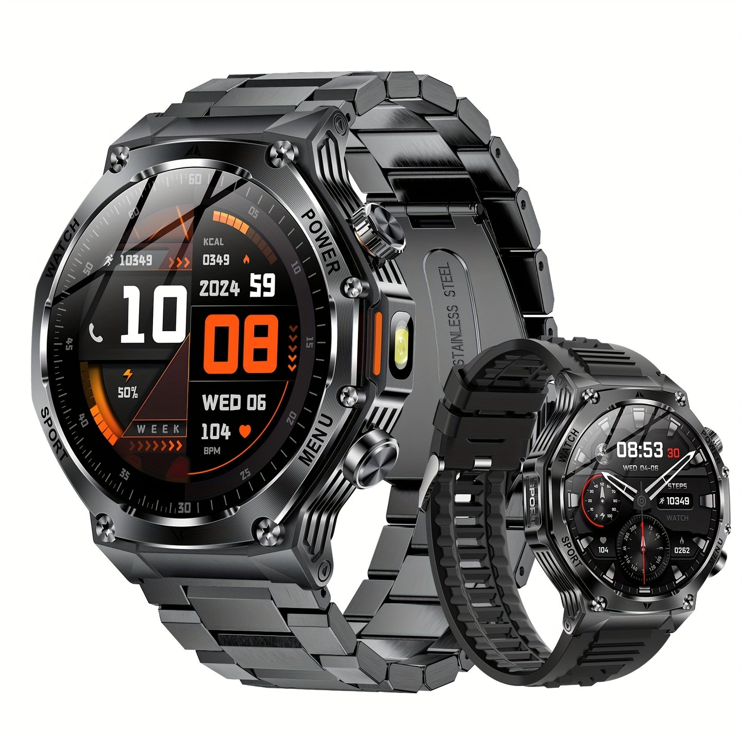 Montre Connectée Homme – Batterie 800 mAh, Écran HD 1,75", 120+ Modes Sport, Lampe Torche, Étanchéité IPX8, Appels Sans Fil, Tracker Fitness – Compatible Android & iPhone
