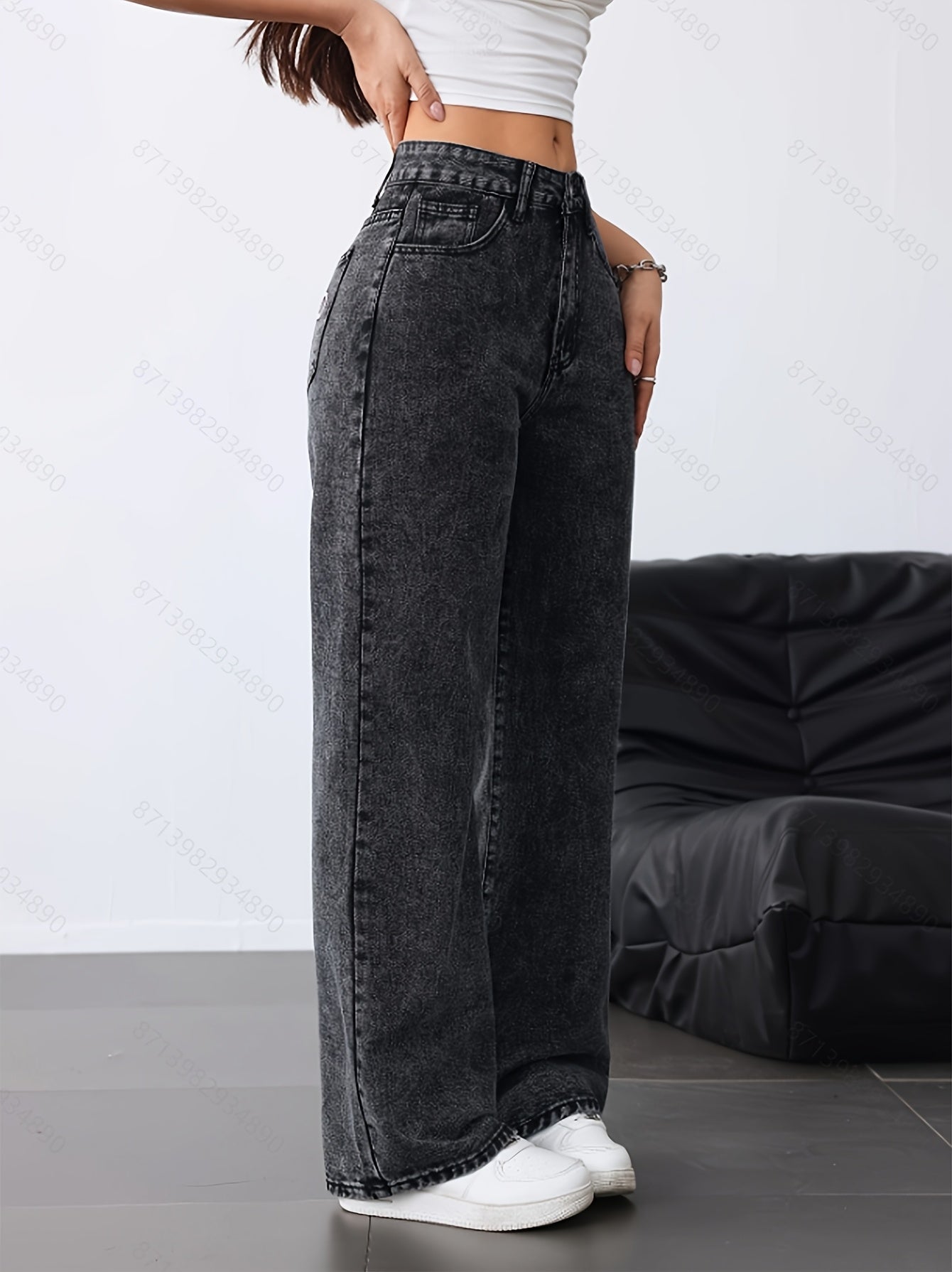 Jeans Femme Jambe Droite Ample Décontracté Polyvalent Denim