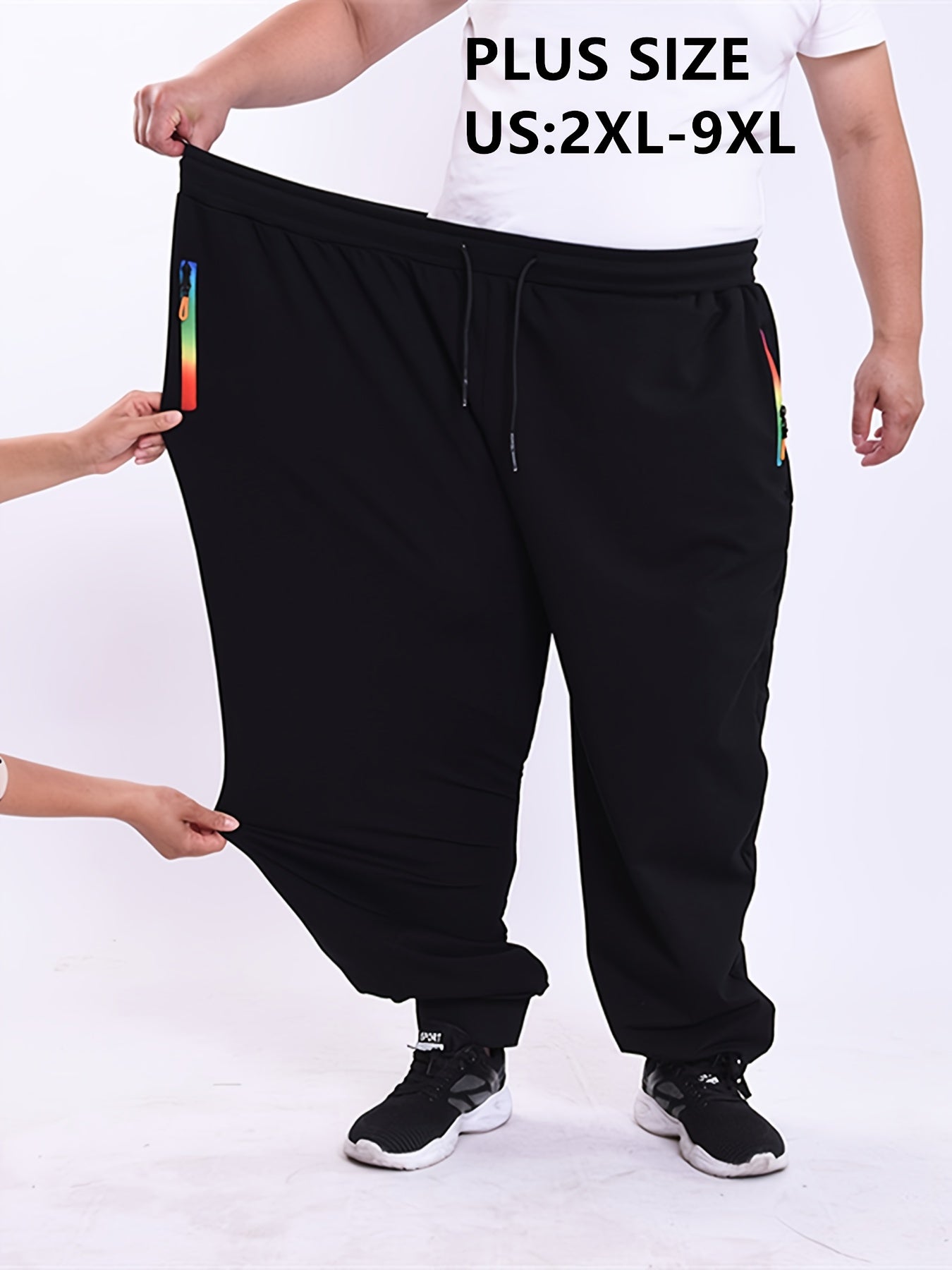 Pantalons Sport Homme Grande Taille 2XL-9XL – Loose Fit, Stretch, Zipper, Tout Saison