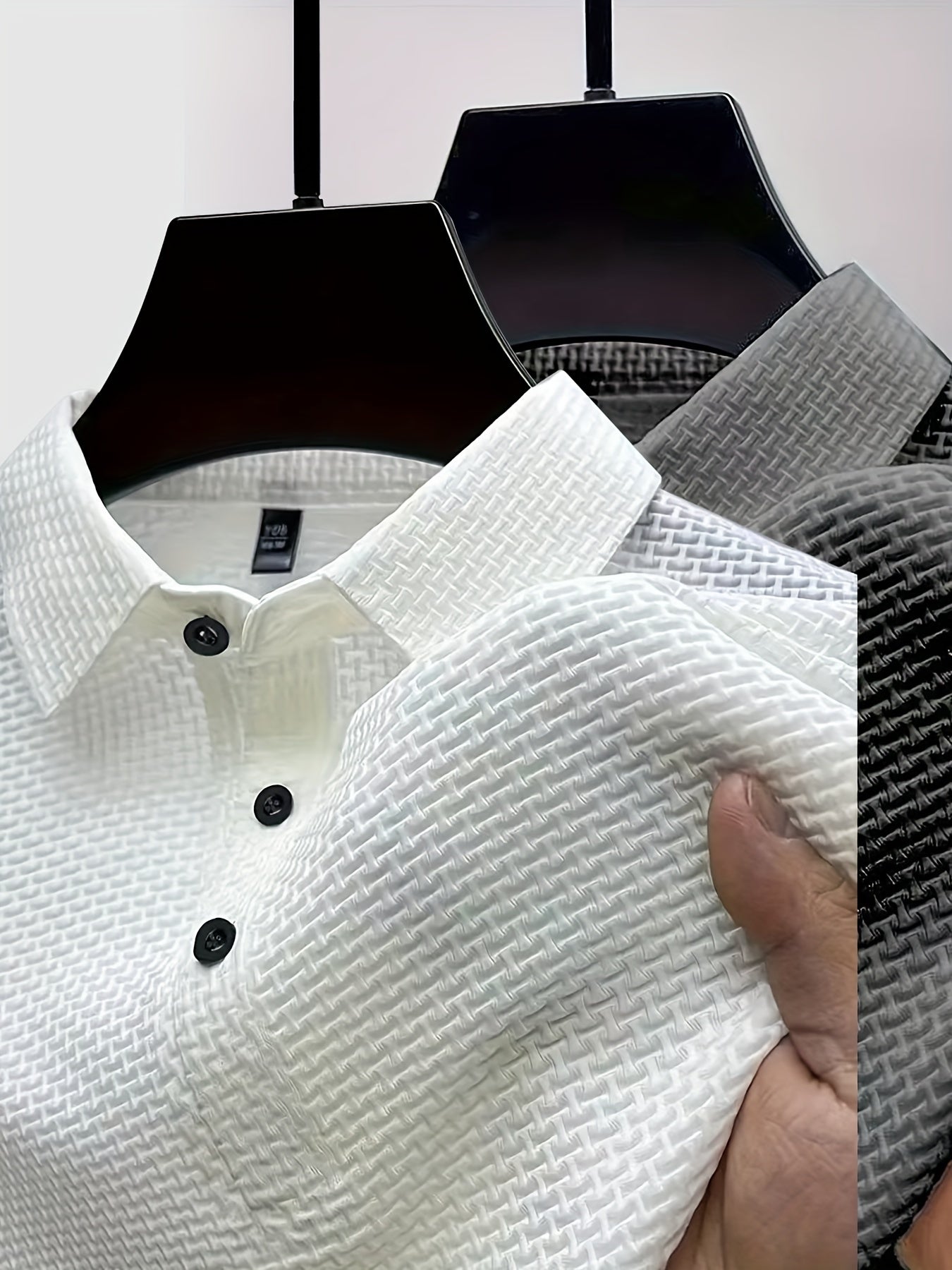 2pcs Men's Lapel Neck Short Sleeve T-shirt, Comfy Stretchy Trendy Tees for Summer, Casual Daily Style Fashion Clothing