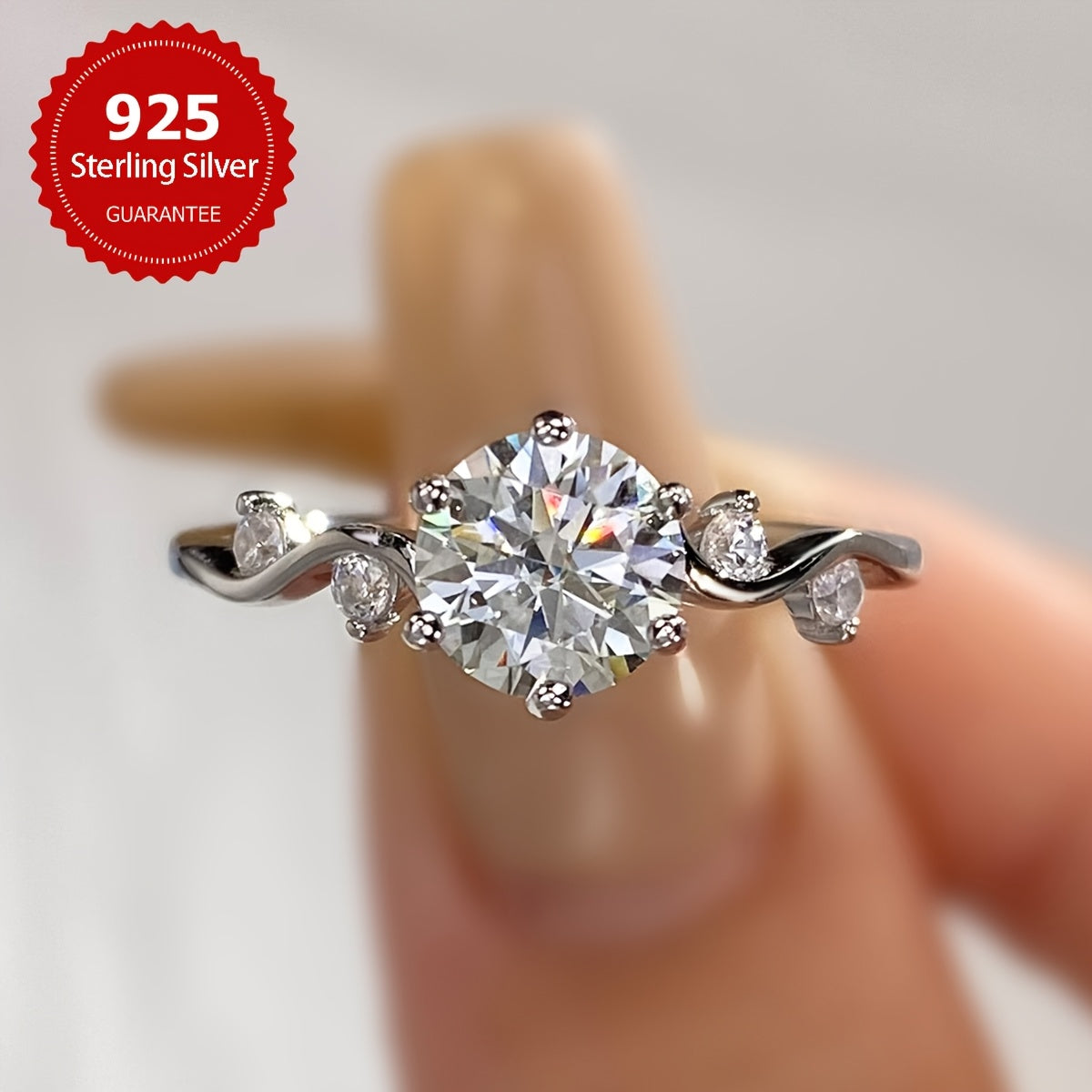 This Is a Dazzling 1-Carat Moissanite Ring Made of S925 Sterling Silver, Perfect As a Promise Ring, Wedding Or Engagement Ring for Women. It Is Ideal for Wedding Season, Anniversaries, And Makes a Luxurious Gift for Occasions