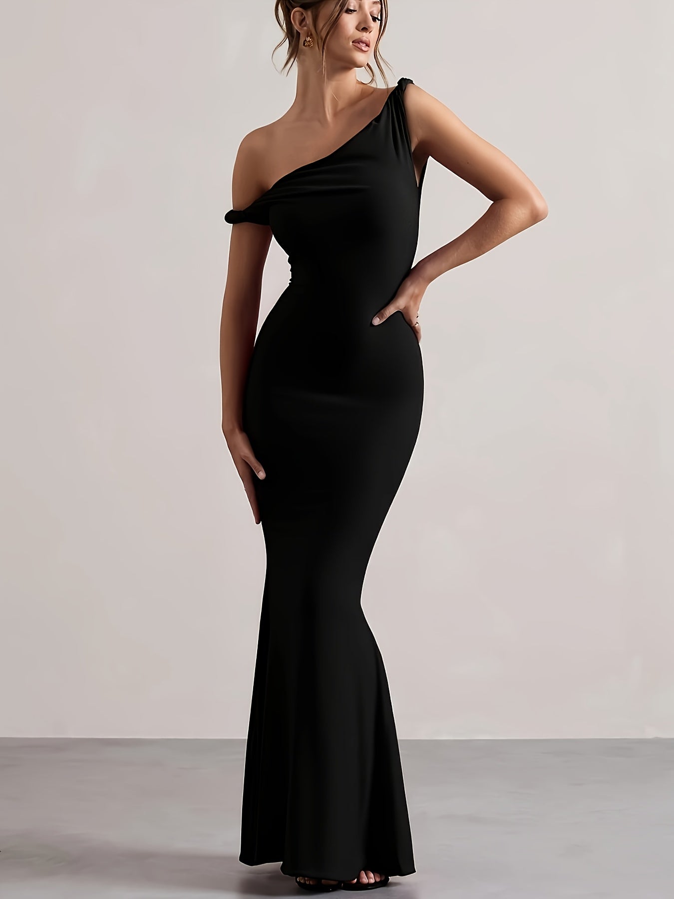 Robe Femme Élégante Épaules Dénudées pour Soirée et Événements Formels — Coupe Ajustée Non Extensible, Robe de Soirée, Tenue Sophistiquée Toute l’Année pour Femmes