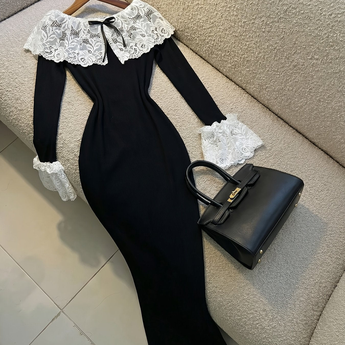 Ladies' Elegant Party and Date Essential, Lace Off-shoulder Waist-cinching Dress