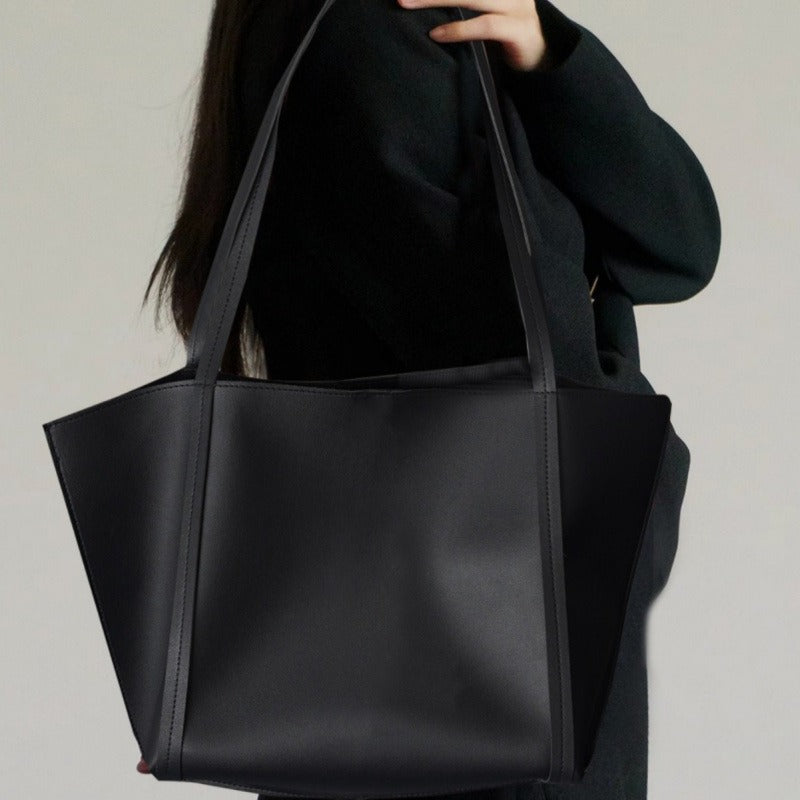 Sac Femme Grande Capacité – Léger, Noir Élégant en Cuir Synthétique, Fermeture À Pression, Spacieux pour Travail, Voyage et Sorties, Idéal Cadeau