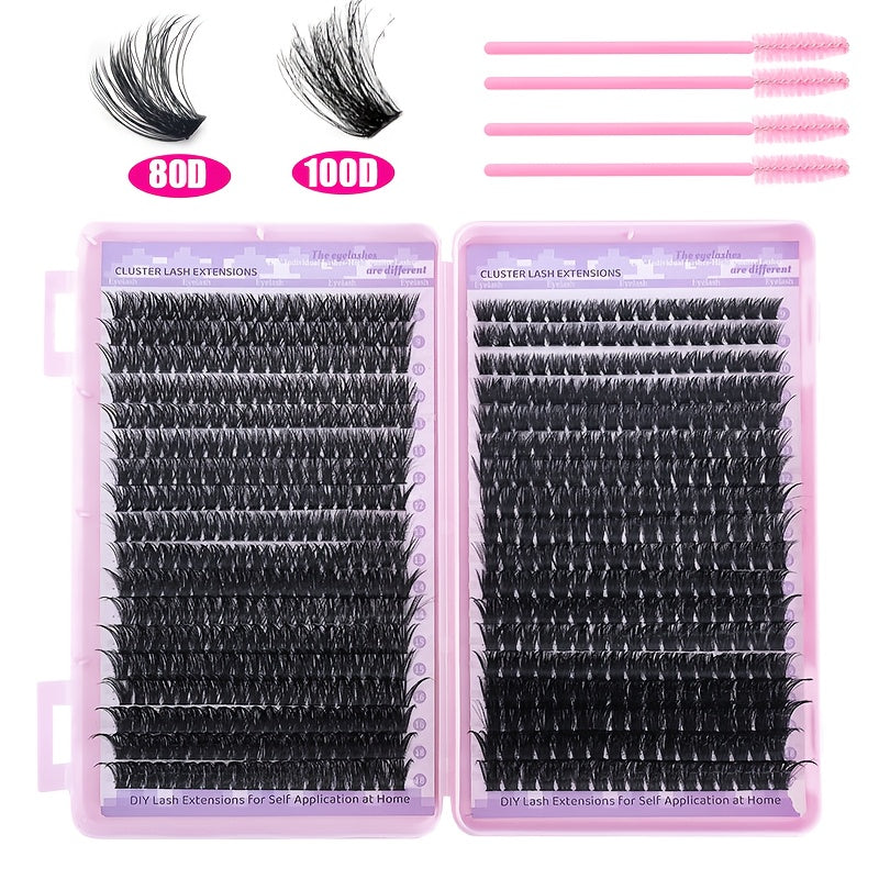 Kit DIY d’Extensions de Cils – Longueurs Mélangées 9-16 mm, Cils Individuels Effet Naturel en Différentes Densités (30D/40D/50D/60D/80D/100D), Débutant-Friendly et Réutilisables, D-Curl Wispy, Style Cat Eye et Fox, Parfait pour Soirées