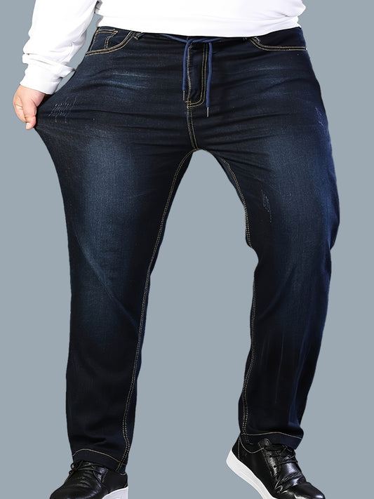 Jean Homme Grande Taille – Taille Élastique, Coupe Large, Stretch, Style Business Casual