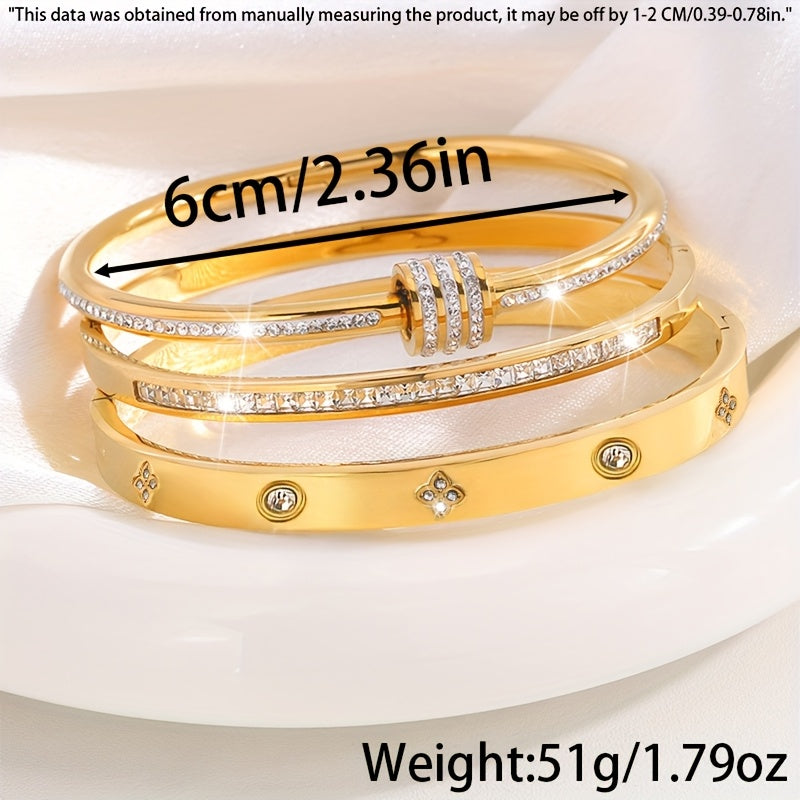 Lot de 3 bracelets en acier inoxydable – élégants et tendance, assortis classiquement, parfaits pour tenue décontractée ou soirée