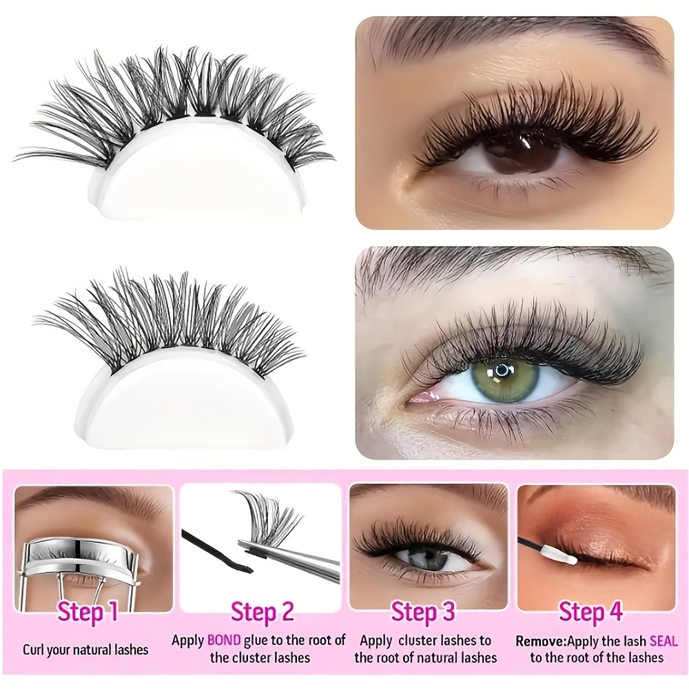Kit de 240 Cils en Touffes Effet Naturel – Longueurs 8-16mm, Courbure D, Hypoallergénique, Extensions DIY pour un Regard Fluffy et Volumineux