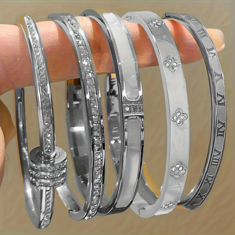 Bracelet en acier inoxydable titane tendance – unisexe, idéal comme cadeau ou pour tenues de fête, pour adolescents, pièce mode chic, accessoire de poignet stylé, métal durable, hypoallergénique