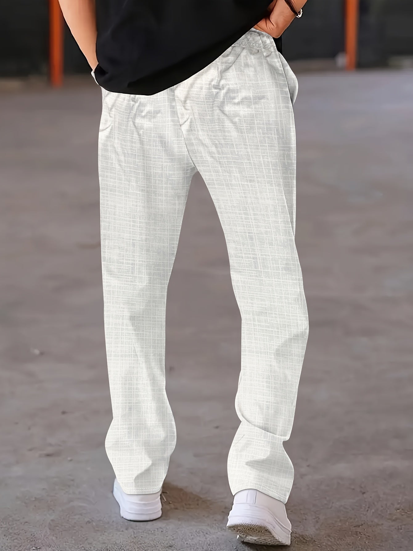 Pantalon homme long géométrique — Casual, élégant et ample pour fêtes et extérieur