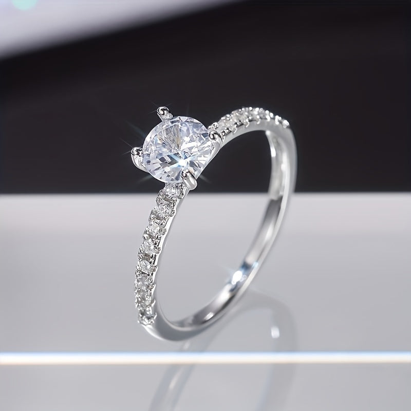 Bague de fiançailles pour femme, design classique et élégant, sertie de zirconia synthétique, bague de mariage de haute qualité, accessoire pour usage quotidien ou soirées, cadeau idéal pour la Saint-Valentin