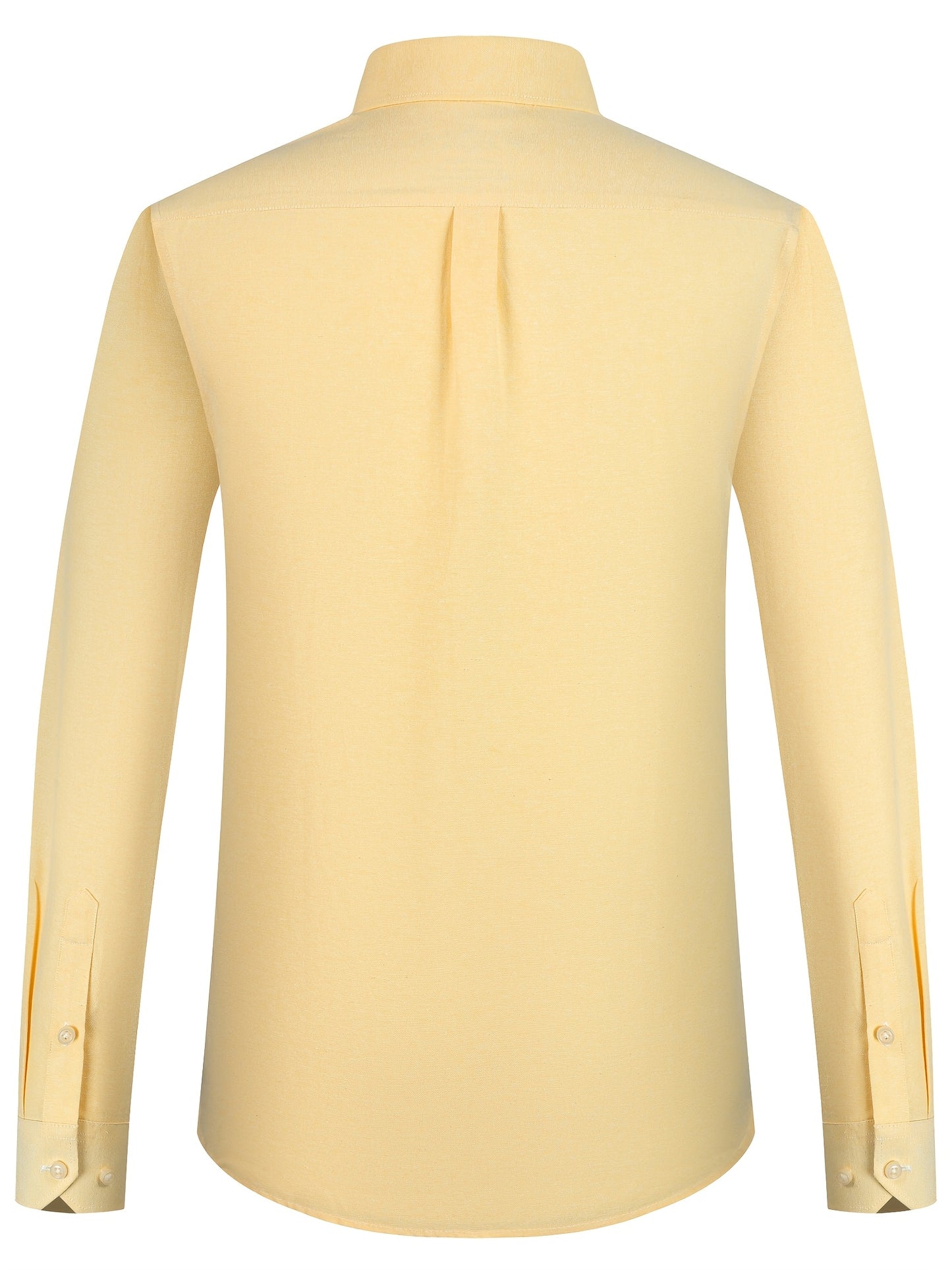 Men'S Cotton Blend Dress Shirt, Casual Lapel Collar, Non-Stretch Solid Color, Regular Long Sleeve, Embroidered Single Breasted Placket, Regular Fit, for Spring/Fall - Woven Oxford Fabric