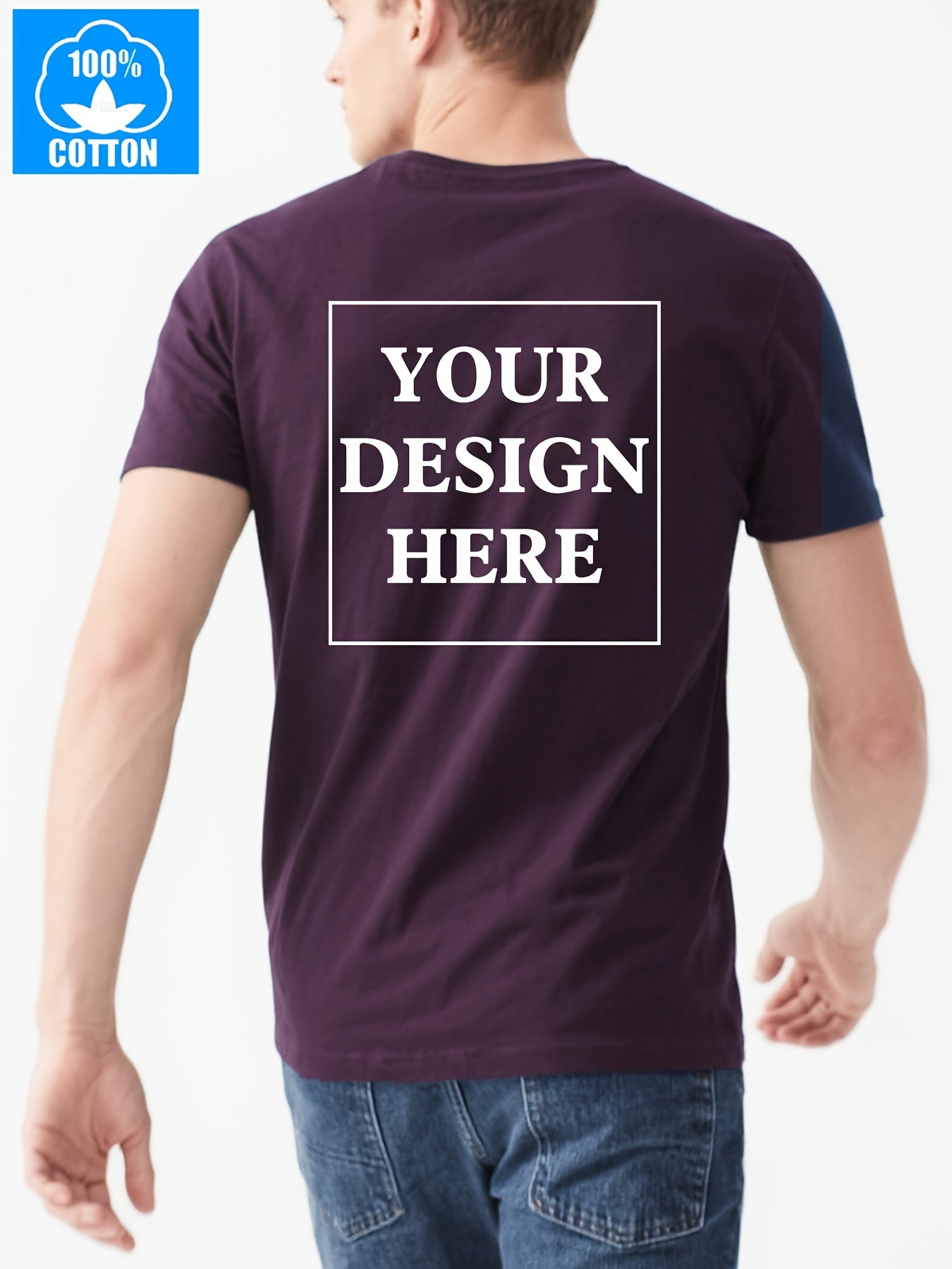 Custom Pure T-Shirts with Personalized Printing of Text, Photos, And Logos, DIY Short Sleeves for Summer Wear.