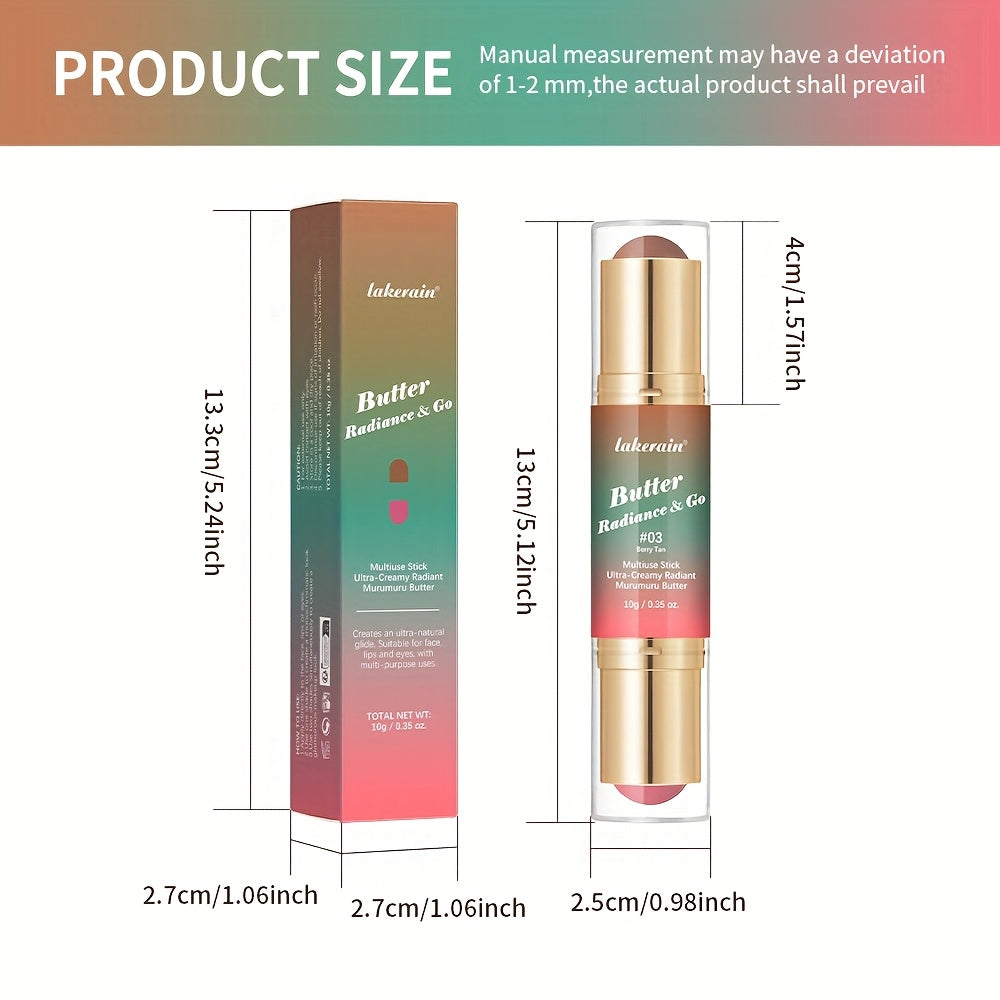 Butter Radiance & Go, Multiuse Stick, Double-ended Blush & Contour, Ultra-Creamy Radiant Finish Formula with Butter, Hydrating Texture, Multi-Use Contour Stick, Multi-purpose Makeup Stick - Blush, Contour, Lipstick, Eyeshadow