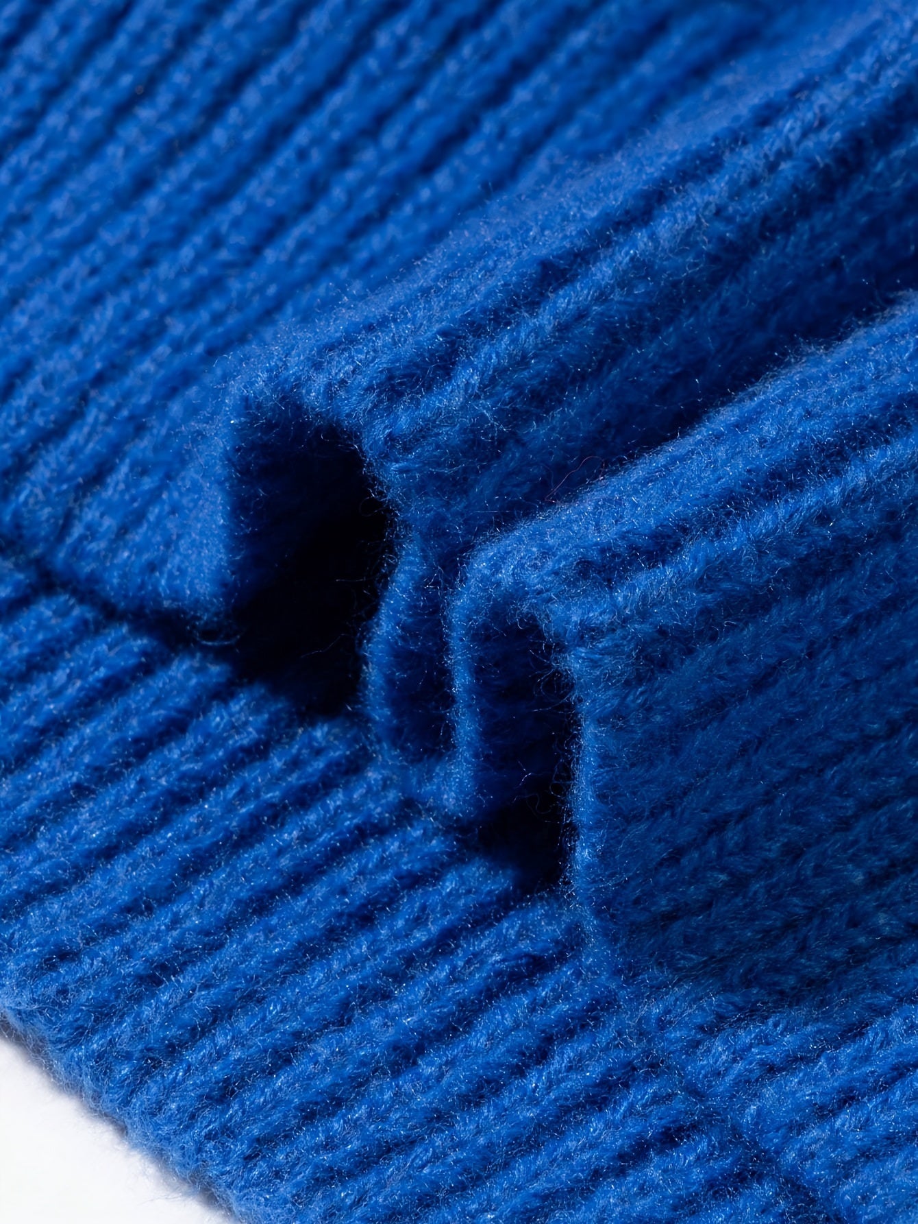 Unisex Casual Knit Sweater - Loose Fit, Long Sleeve, Round Neck, Solid Color Blue, Perfect for Fall/Winter Fashion, Essential for Casual Attire, Ribbed Texture, Machine Washable, Ribbed Sweate