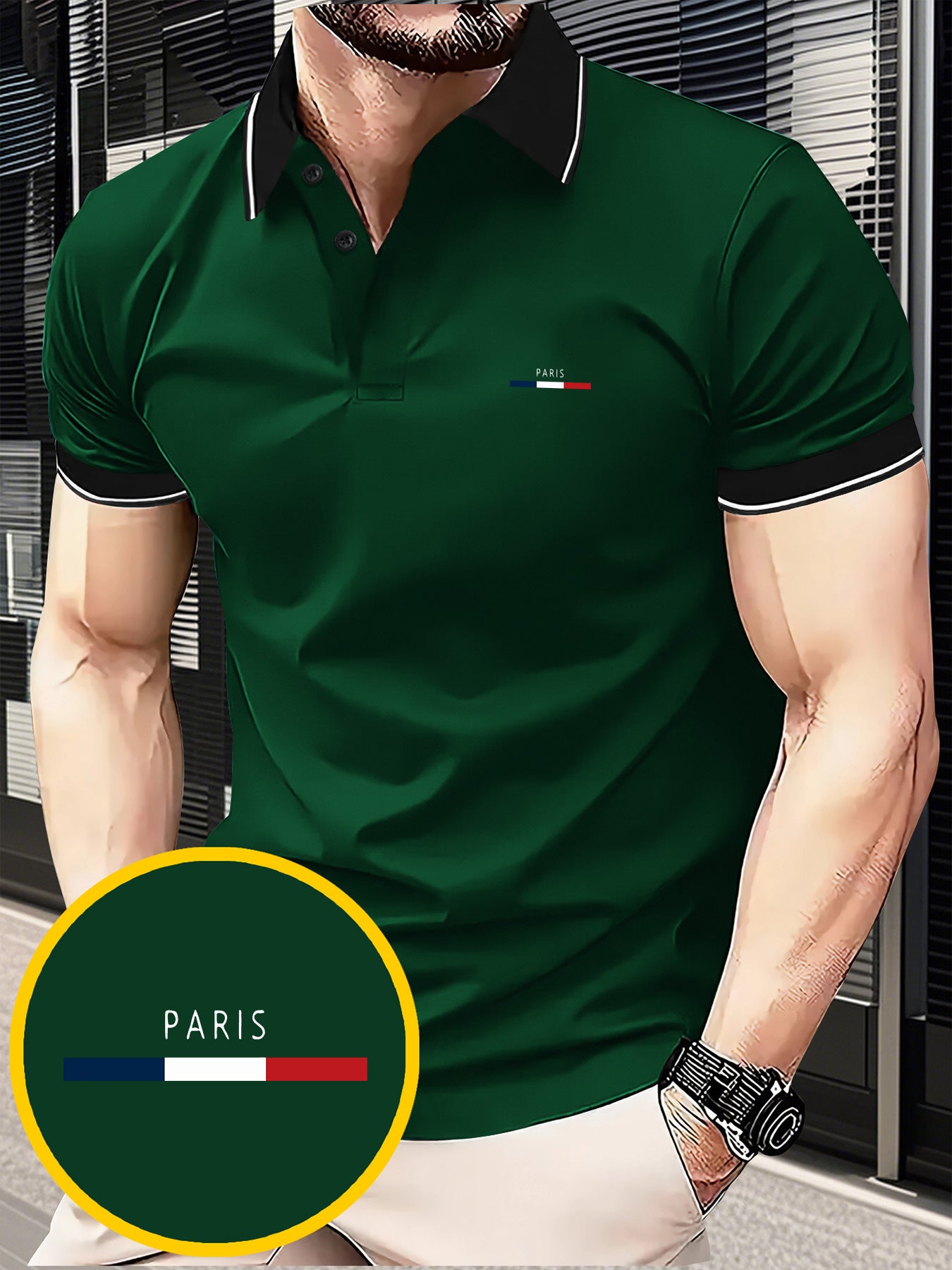 Men's Summer Business Casual Shirt - Maroon with Black Contrast Collar & Sleeve Trim, Geometric Pattern, Breathable Short Sleeve Golf & Tennis Shirt, Regular Fit, Machine Washable, Outdoor Leisurewear, Highquality Fa