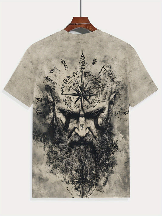 Men's Summer Short Sleeve T-Shirt with Digital Print for Man & Pattern - Breathable Casual & Outdoor Wear, Wrinkle-Resistant Round Neck Tee for, Gym, Travel - / Sizing (Regular Fit) - Easy-Care Machine Washable