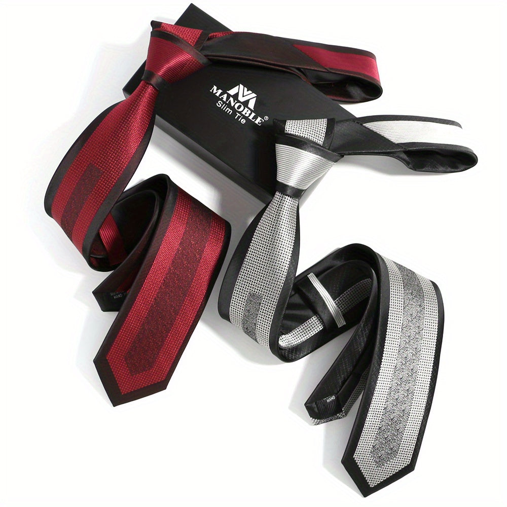 Cravate Slim Homme – Élégante pour Bureau, Mariage et Soirées, Rayée, Tissu Durable, Formelle et Décontractée