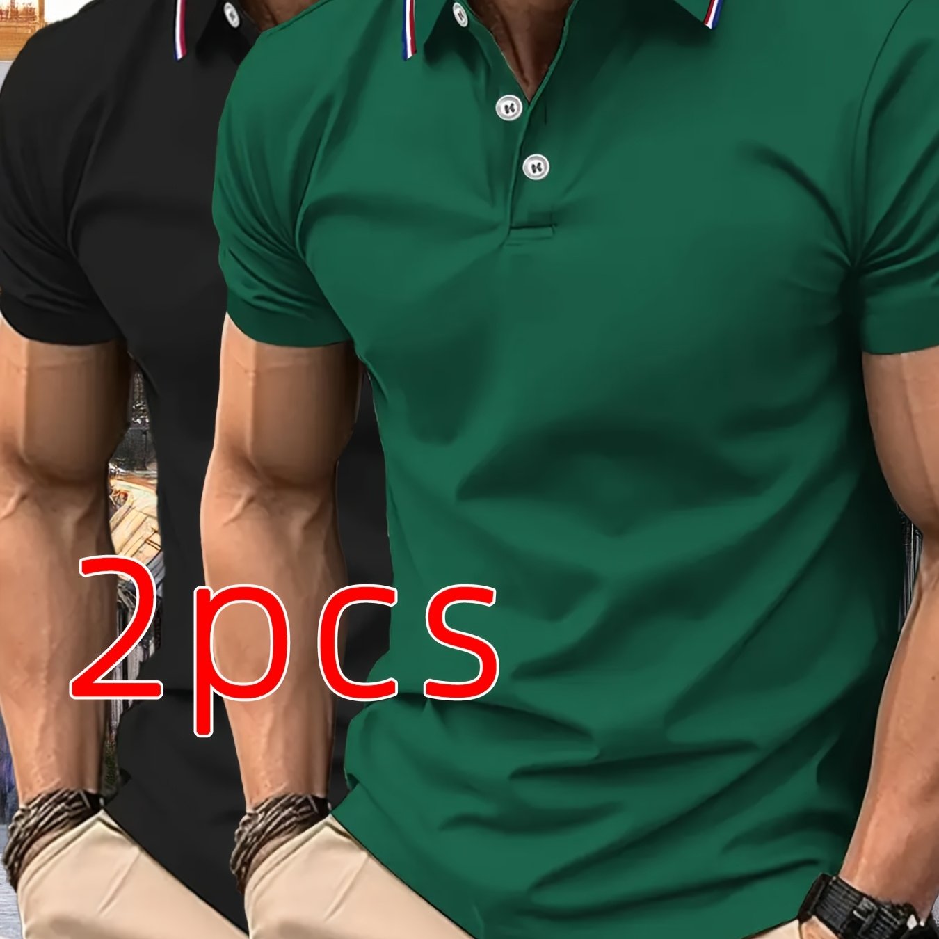 2pcs Men's Summer Shirts, Button- Front Design, Simple Comfortable Casual Turn- Collar Short Sleeve