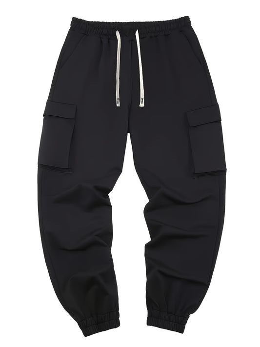 3pcs Pantalons Cargo Homme Grande Taille – Polyester, Cordon, Poches, Casual & Stretch