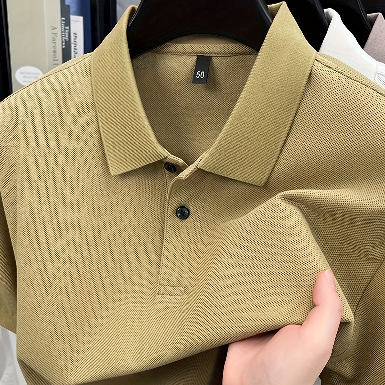 Men'S Business Casual Shirt - Formal & Everyday Office, Golf, Casual Attire - Classic Collar Button-Up Shirt - All-Season Professional T-Shirt for Men - Easy-Care Professional Attire, Golf Apparel, Solid Color Design, Comfort