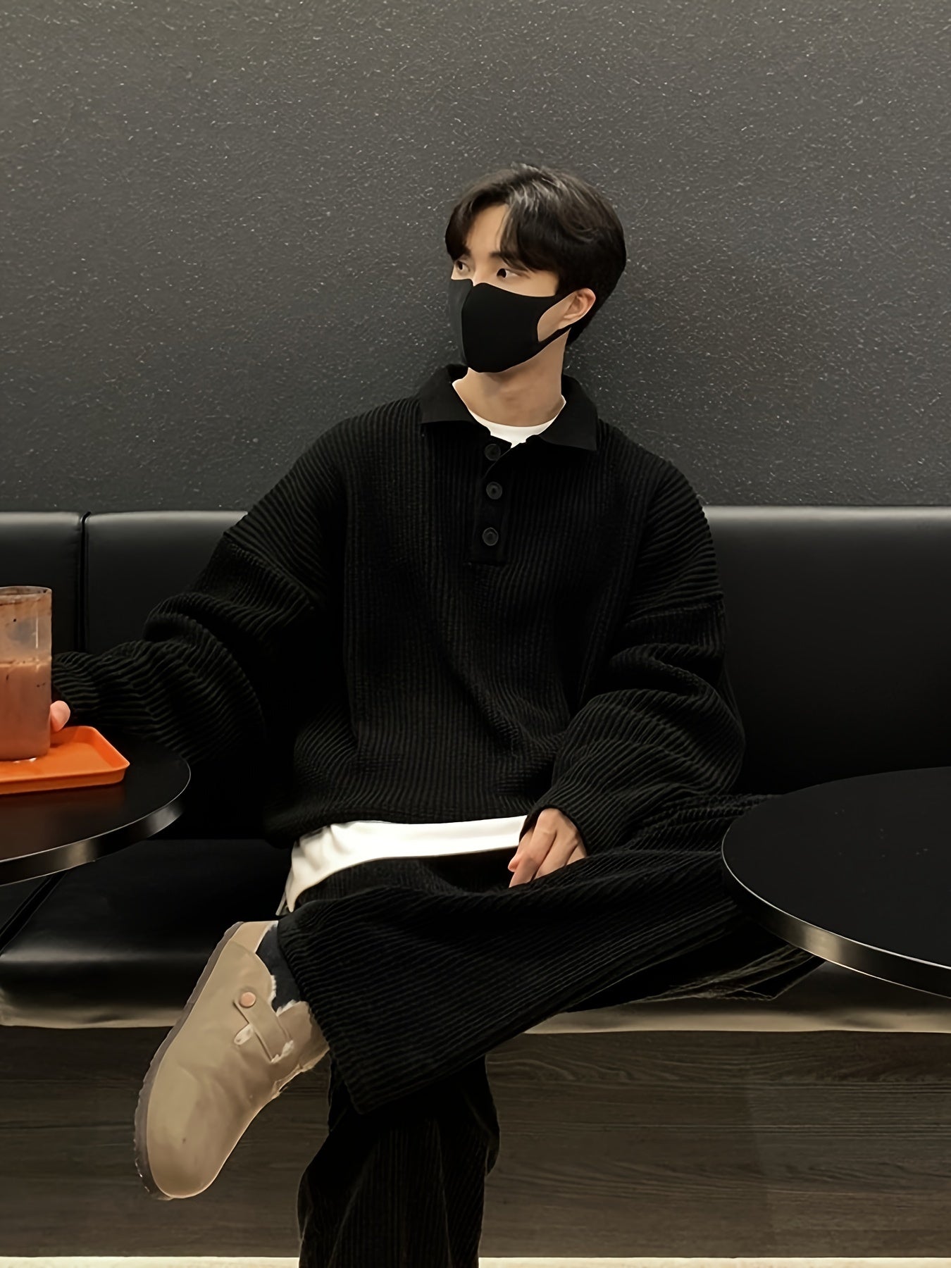 Korean-Style Plush Knitted Sweater with a Trendy Collar, Perfect for Winter Versatility, Selected by Temujin.