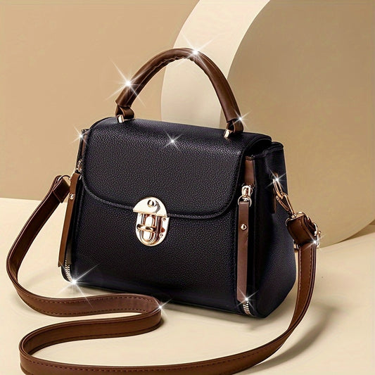 Sac bandoulière décontracté pour femmes – bandoulière réglable, couleur unie, fermeture magnétique, simili cuir PU, doublure polyester, nettoyage à sec uniquement, bords peints, disponible en noir et kaki