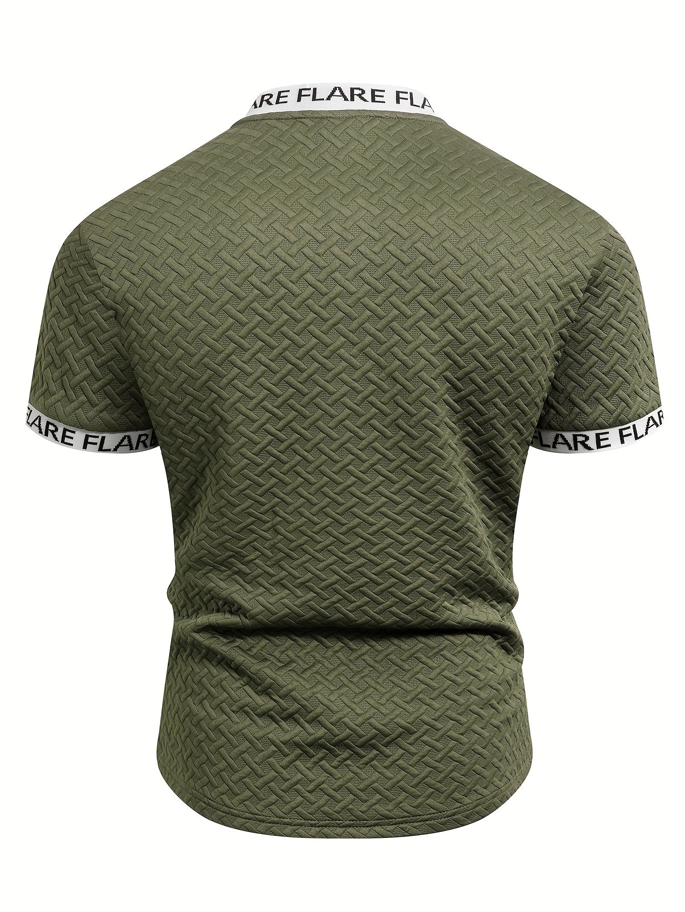Men'S Casual Short Sleeve Polo Shirt with Stand Collar & Zipper Detail - Olive Green, Breathable Summer Top for Casual Attire, Casual Attire, |stand Collar Shirt|zipper Closure Shirt