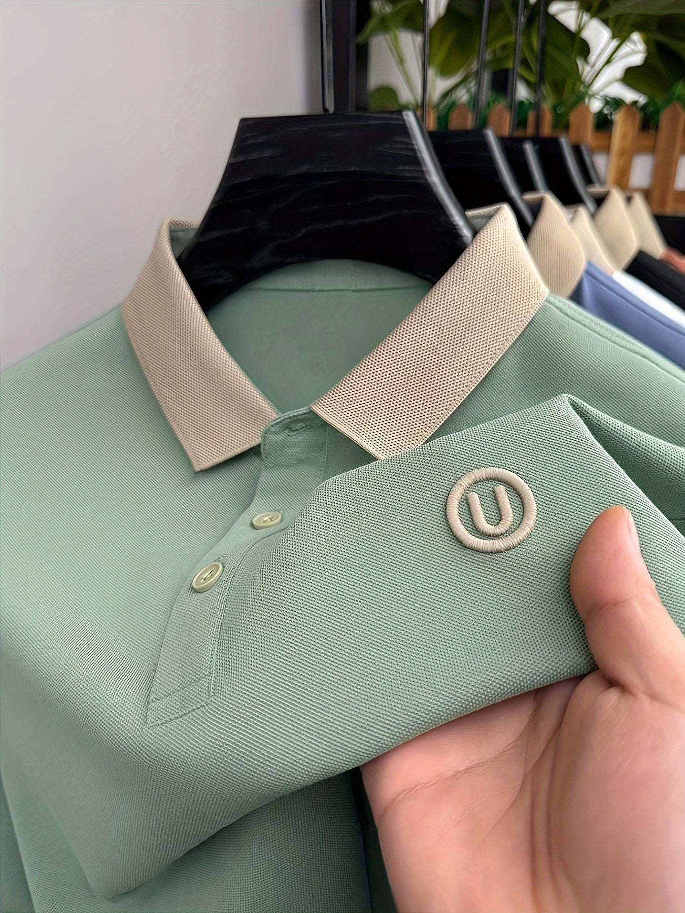 Men's Trendy Golf Shirt, Slightly Stretch Button Up Shirt, Comfy Top For Sport And Casual Wear