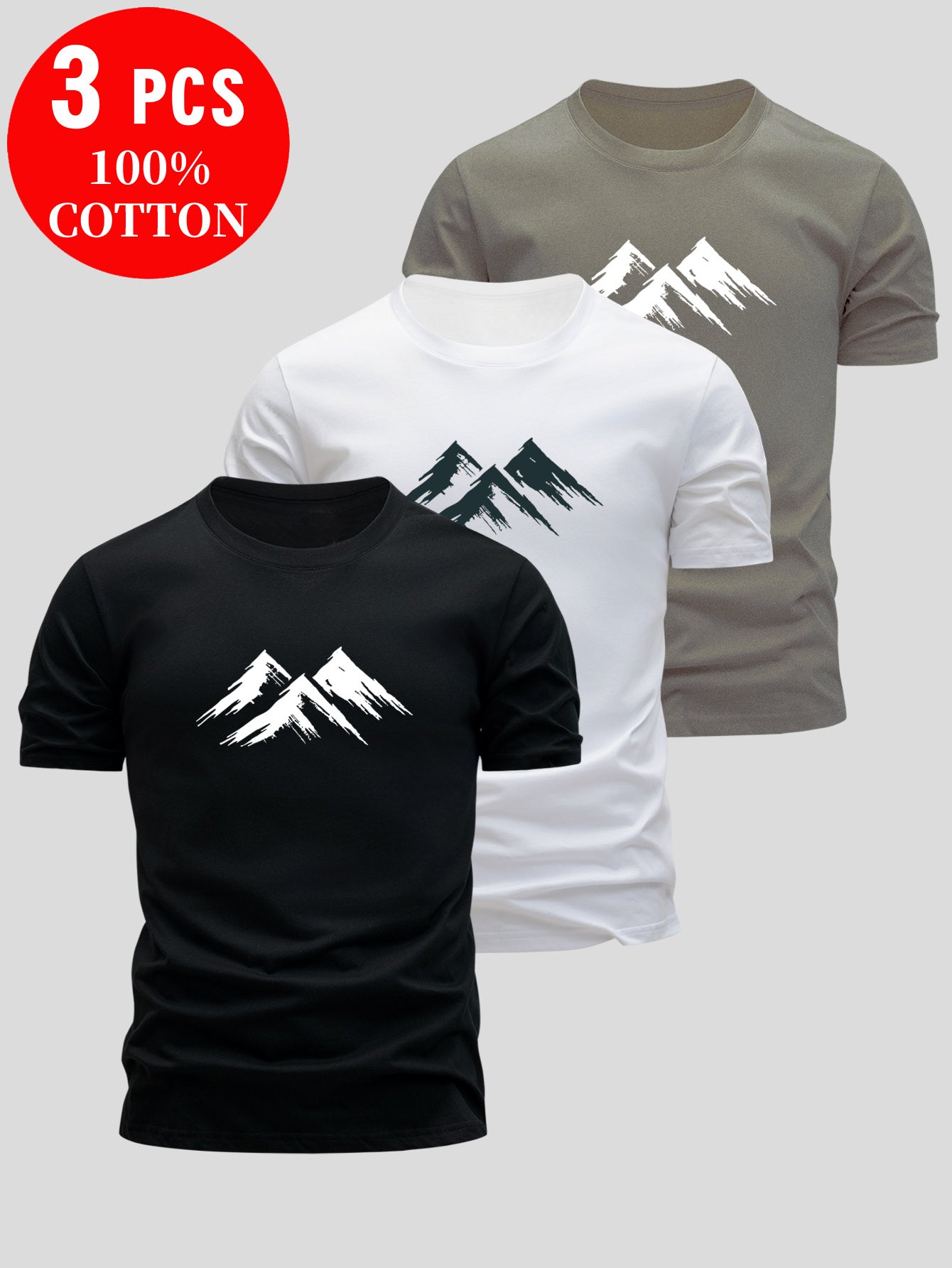 3pcs 100% Cotton T-Shirts, Simple and Elegant Design, 100% Breathable Comfort for Sports & Outdoor Activities
