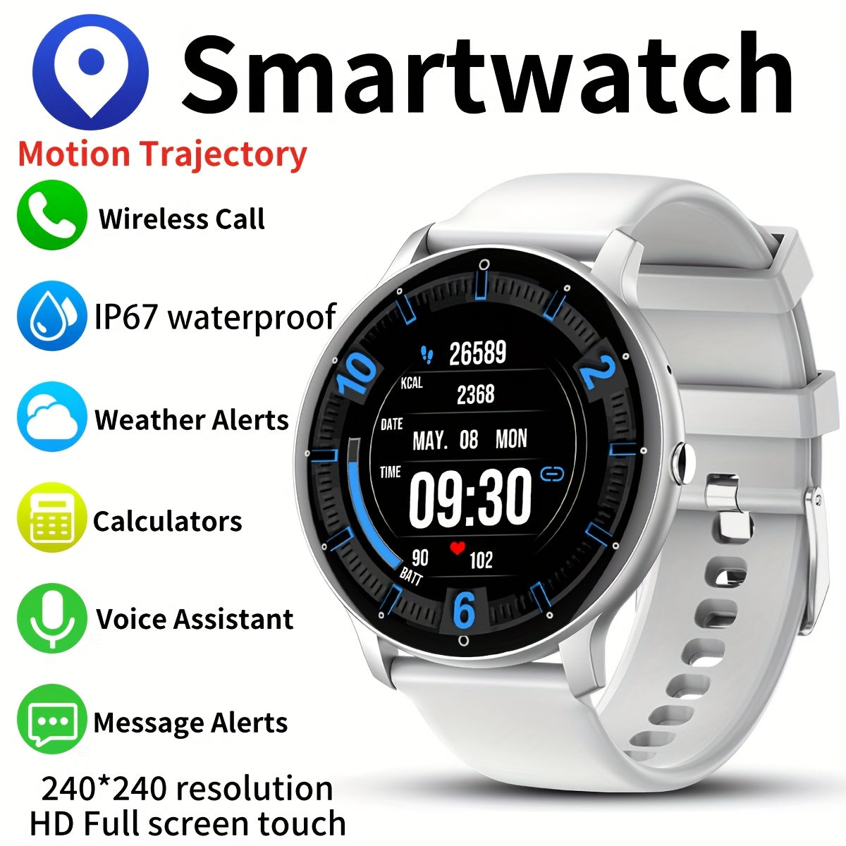 Functional Smartwatch for Men & Women - 3.25cm Full Touch Screen, High-Quality Display, Answer & Make Calls, Message Reminder, Sports Pedometer, Information Alerts For Iphone/android Phones, Friend Gift, Birthday G