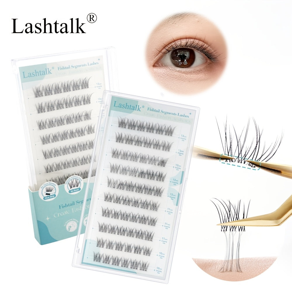 Extensions de Cils– 60 Clusters Auto-Adhésifs, Bandes Transparentes, Segments Fishtail, Style Anime Naturel et Doux, Pas de Colle Nécessaire, Cils Pré-Collés, Curl C, Look Fluffy, Idéal Débutants