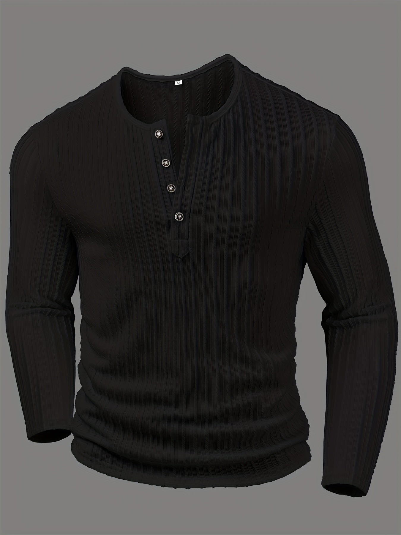 Henley Épais Hiver Homme – Manches Longues Boutonné