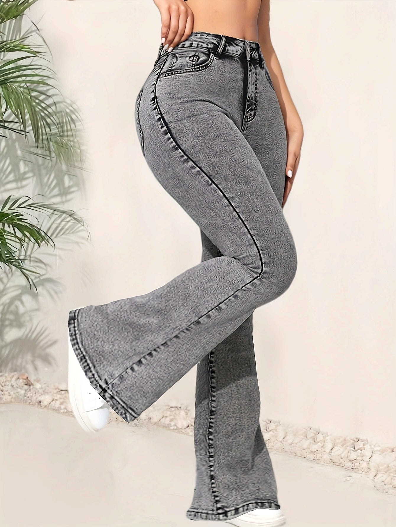 Jeans Femme Taille Haute Évasé Extensible Non Transparent Bell-Bottom Toute Saison Décontracté et Formel Polyvalent Denim Tendances