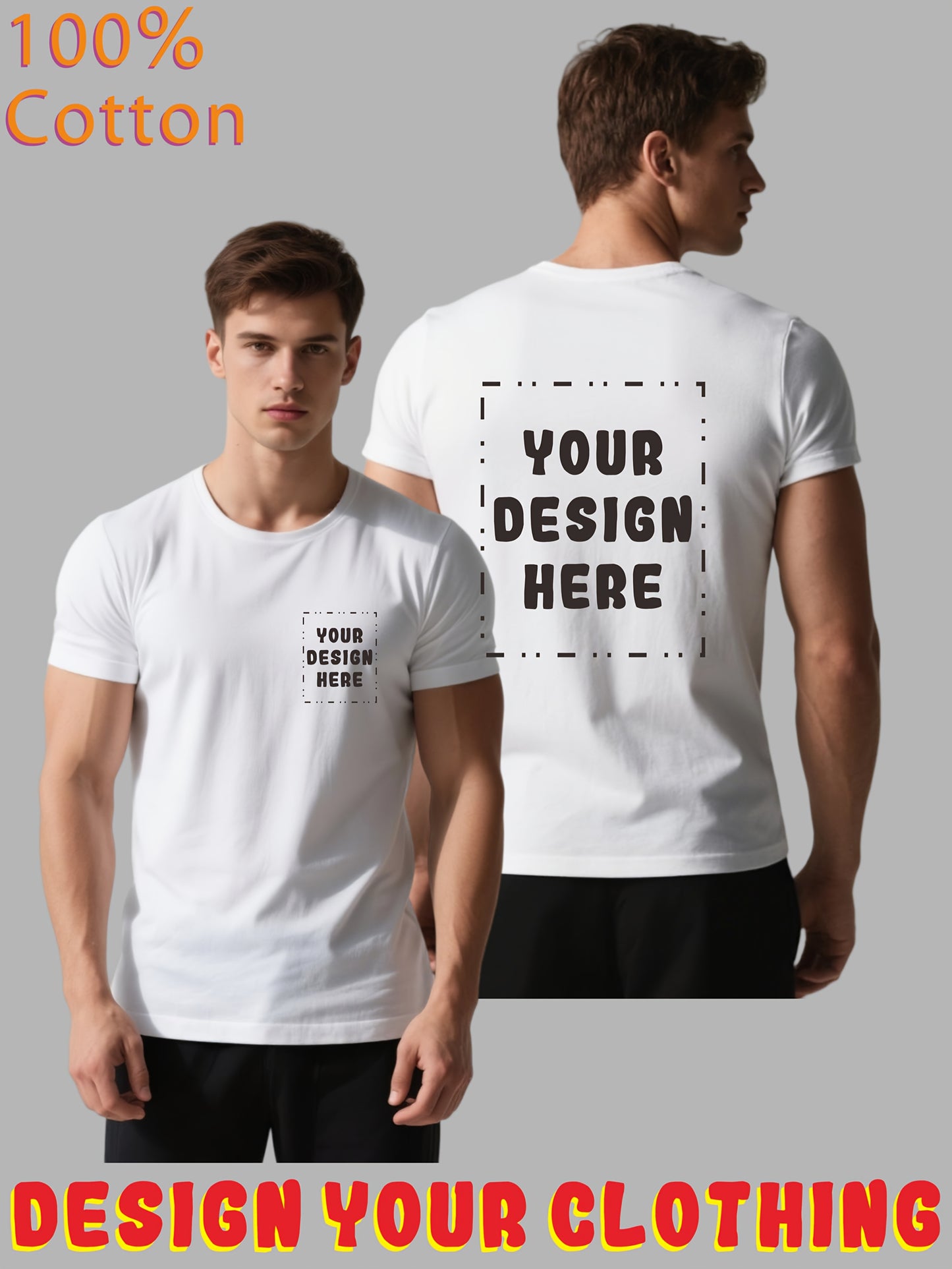 Men'S Customizable Cotton T-Shirt - Personalized Logo/Text Front & Back, Breathable Summer Tee for Corporate Events, Team Uniforms, Gifts - Bulk Ordering Available - Everyday Casual Wear, Promotional Clothing, Round Neck Desi