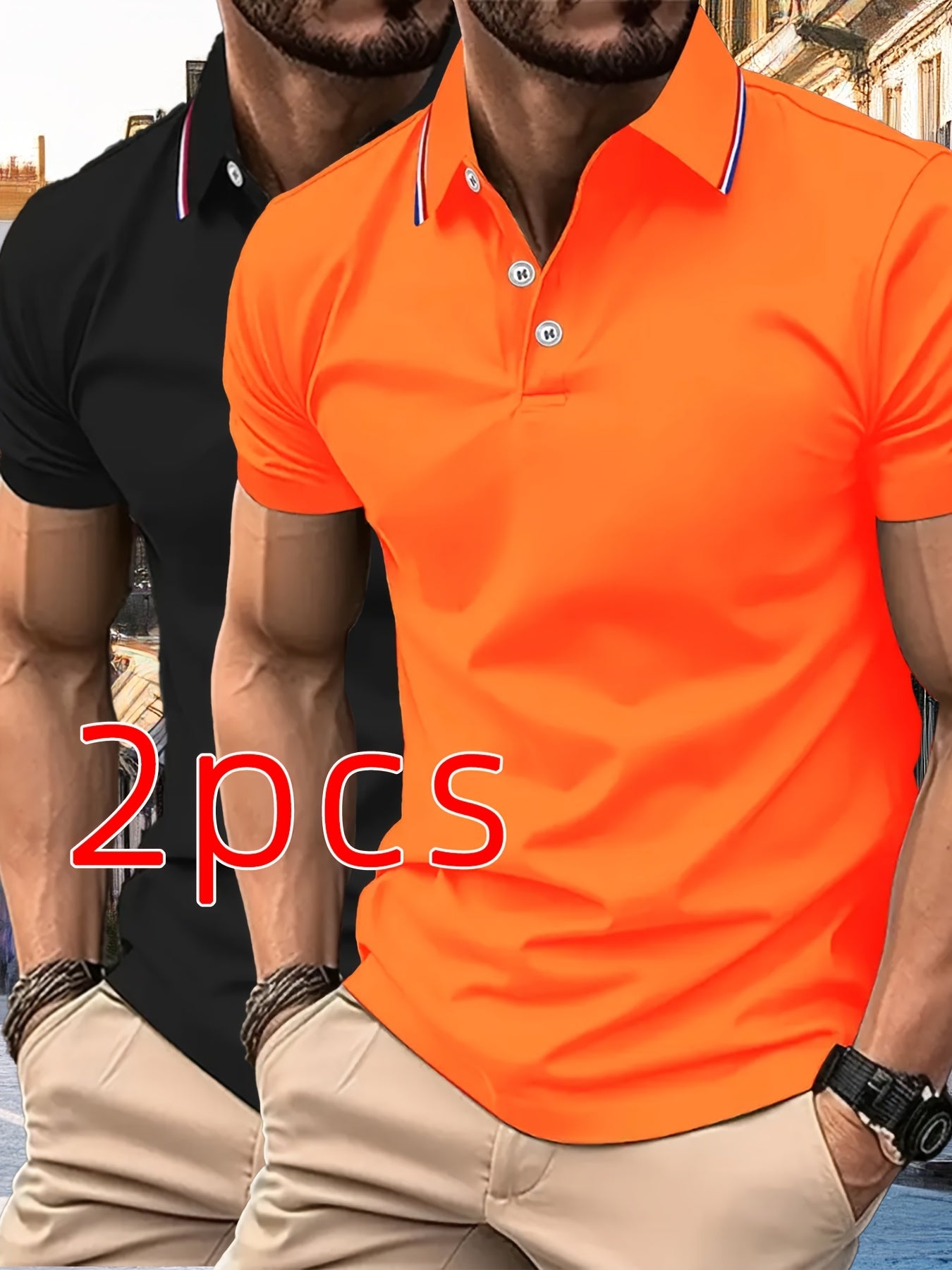 2pcs Men's Summer Shirts, Button- Front Design, Simple Comfortable Casual Turn- Collar Short Sleeve