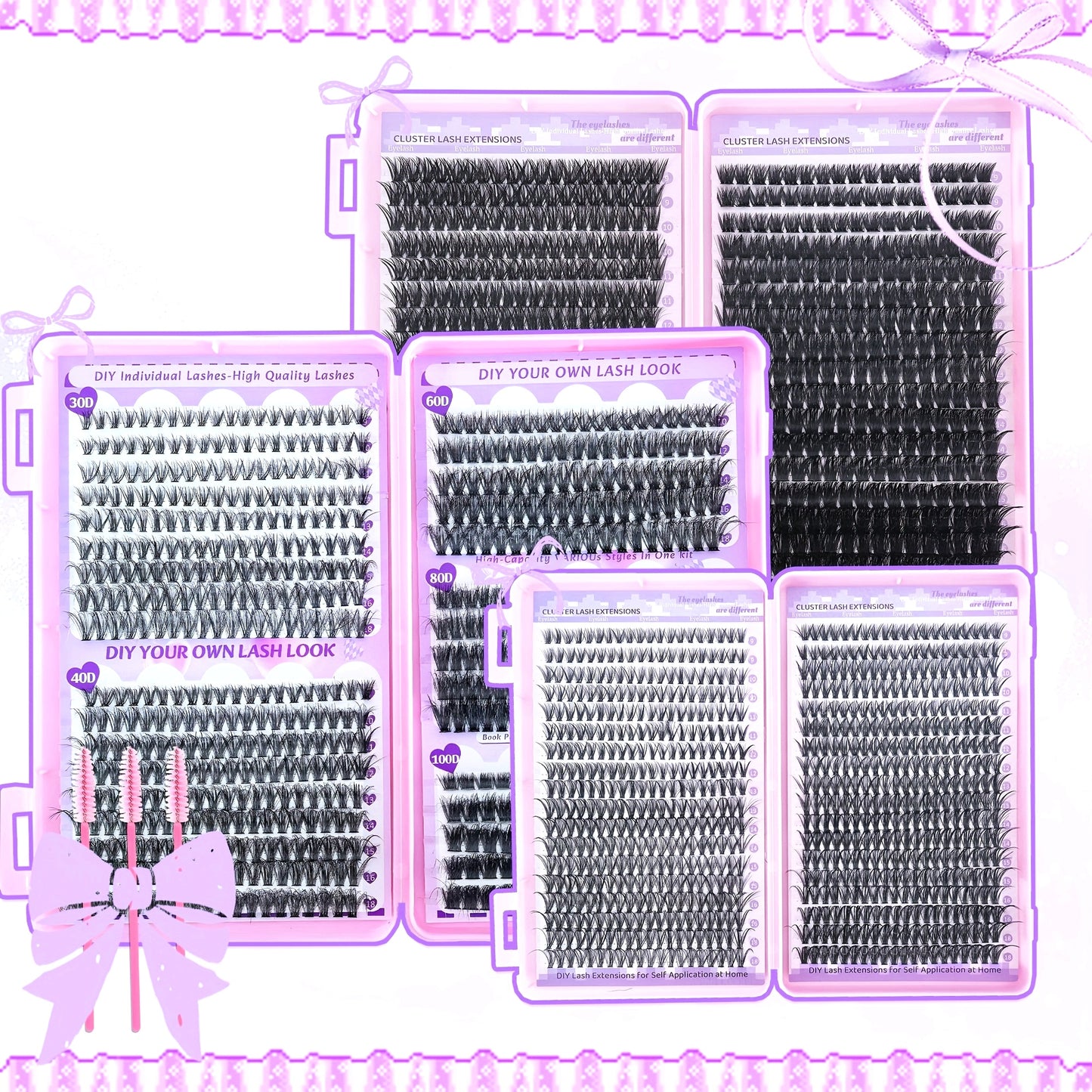 Livre de Cils avec 645/666/720 pcs – Faux Cils Épais, Naturels et Fluffy, Parfaits pour DIY Effet Cat-Eye ou Poupée, Look Naturel à la Maison