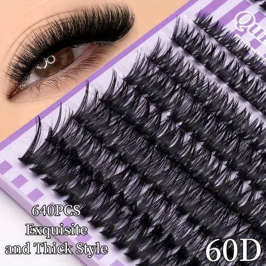 640 Paquets de Cils Postiches – Épaisseurs 50D/60D/80D/100D, Longueurs Mélangées 8-16 mm, D/DD Curl, Ultra-Épais et Volumineux, Effet Fluffy 3D Brillant, Réutilisables, Look Naturel, Texture Douce