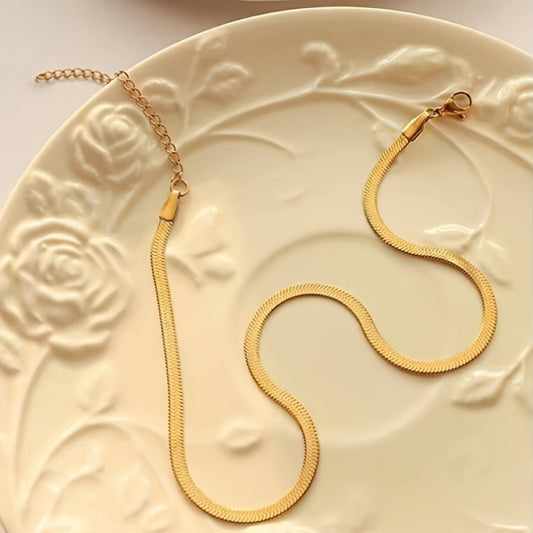 Collier femme élégant et minimaliste à maillons entrelacés, chaîne réglable avec maillons sphériques lisses, acier inoxydable plaqué or 18 K, bijou polyvalent pour usage quotidien ou soirées, design délicat, cadeau tendance pour femmes