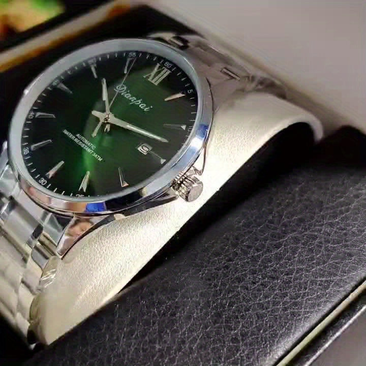 Classic Fashion Men's Fully Automatic Mechanical Watch, Calendar Display, Stainless Steel Strap, Night Light Business Men's Watch - Preferred Gift