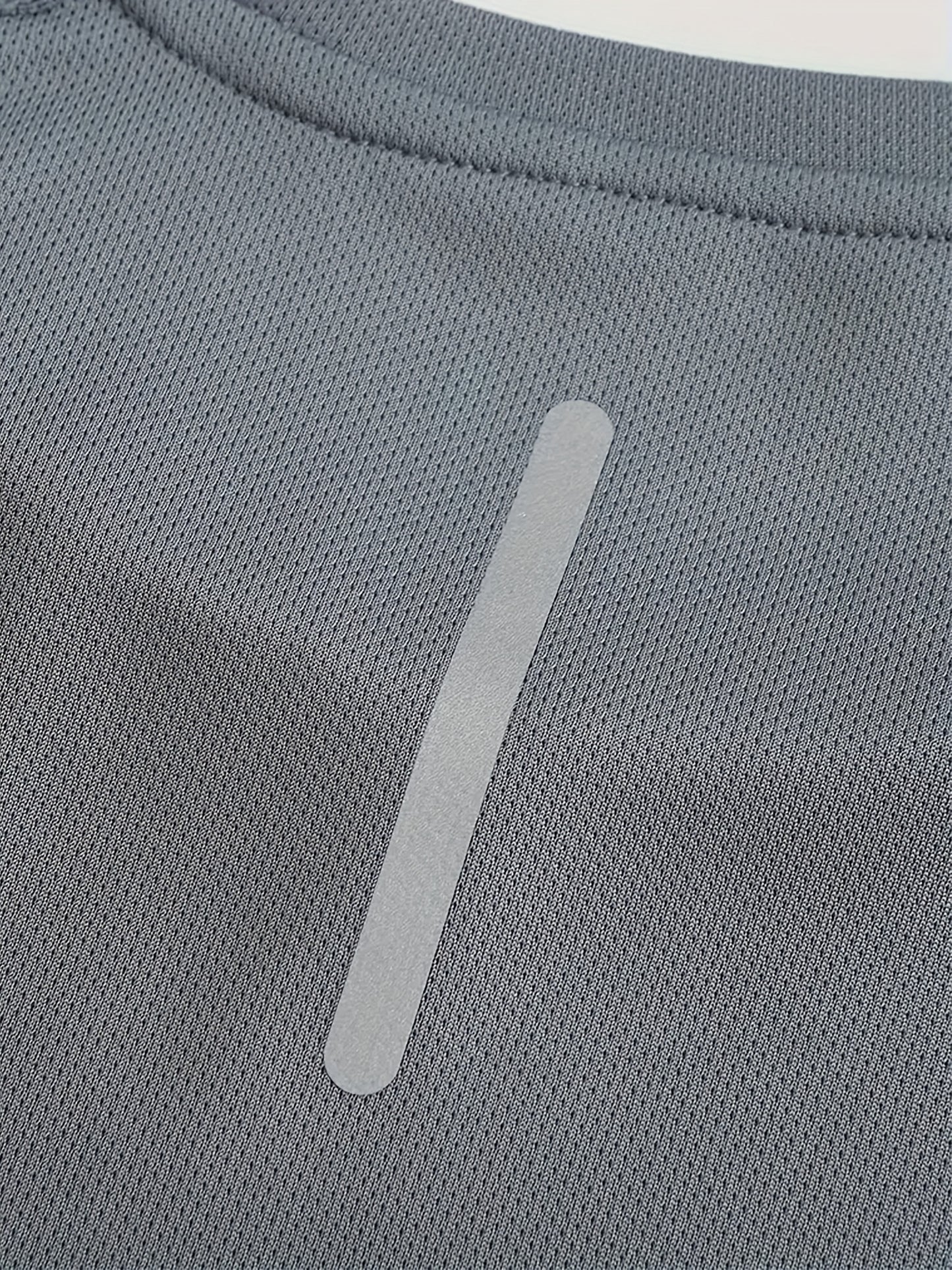 5pcs Men's Quick-Dry Athletic T-Shirts with Reflective strips - Breathable Moisture-Wicking Short Sleeve Round Neck Gym Shirts Suitable for Running, Swimming, - Solid Color Sportswear