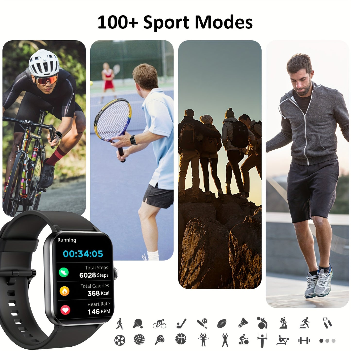 Blackview Smartwatch, Compatible With Android And For IPhone, Fitness Tracker, Fitness Watch With Activity Monitoring 1.85-Inch Touchscreen Smartwatch, With Pedometer, Calorie Meter And Stopwatch, BT 5.3 Call, Multi-Sport Mod