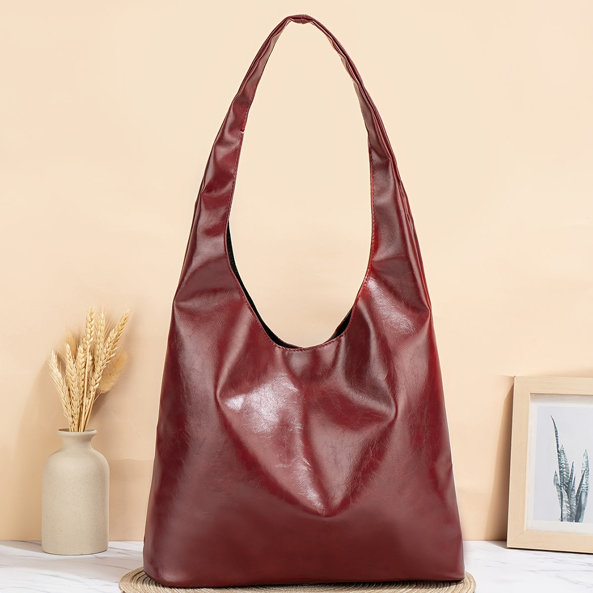 Sac Femme – Sac Hobo Tendance Couleur Unie, Sac à Main Décontracté