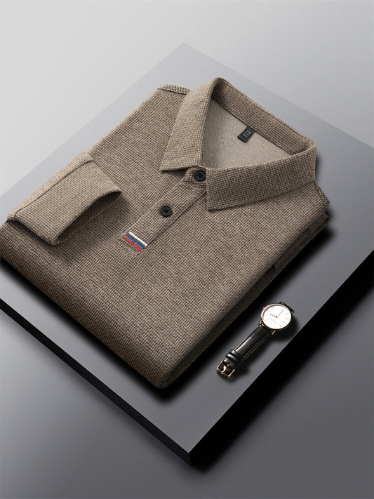 Men'S Long Sleeve Knit Shirt - Solid Color Button-Up Collar, Regular Fit Casual Top for Spring/Fall, Ideal for Home & Outdoor Wear, Perfect Father'S Day Gift for Dad, Husband, or Boyfriend, Spring Fall Apparel | Classic Colla