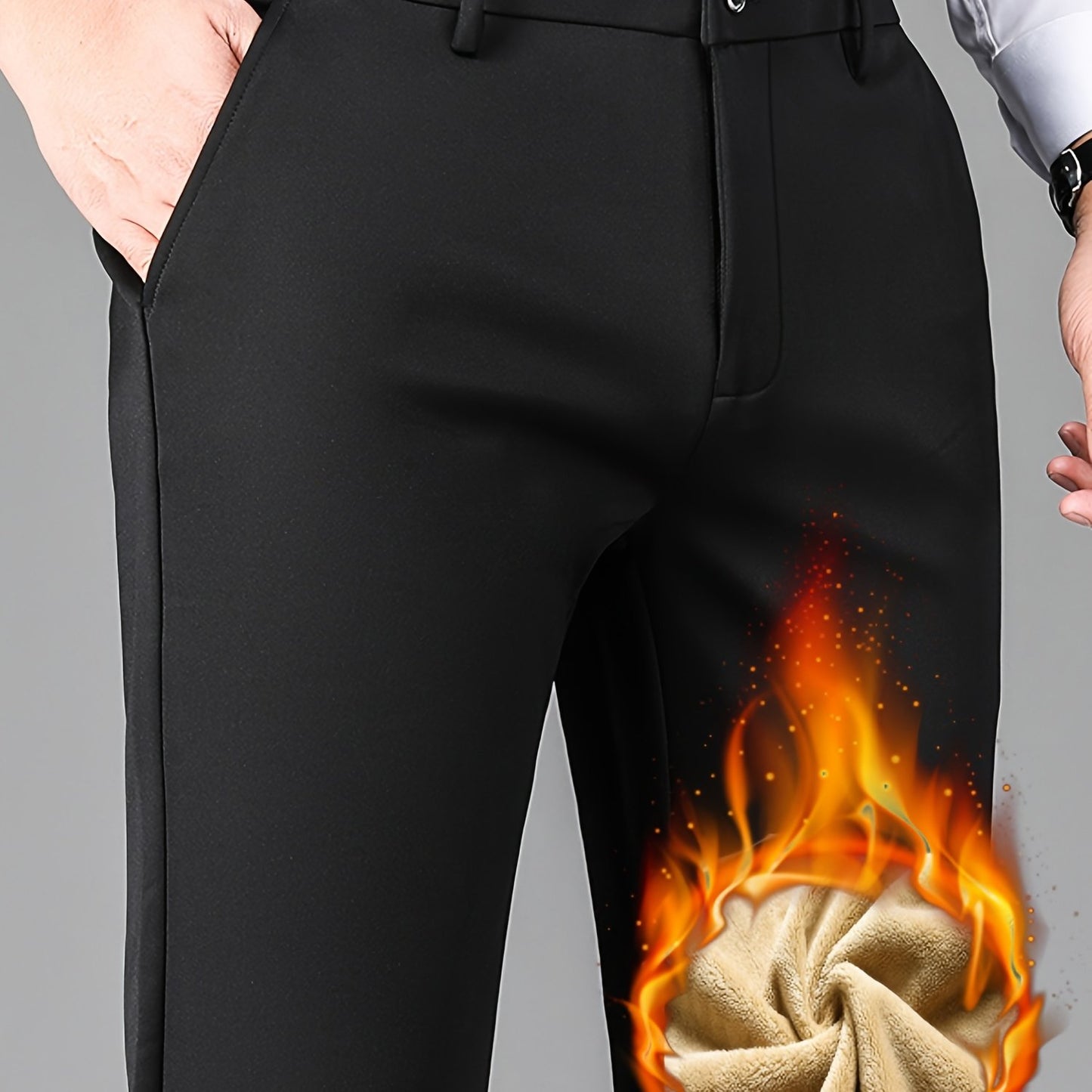 Pantalons Homme Business Casual – Polaire, Thermiques, Anti-Rides, Stretch, Cordon, Logo Brodé, Automne/Hiver