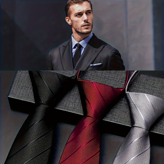 3pcs Cravates Homme Sans Nœud – Texture Premium, Business Casual, Bureau & Quotidien