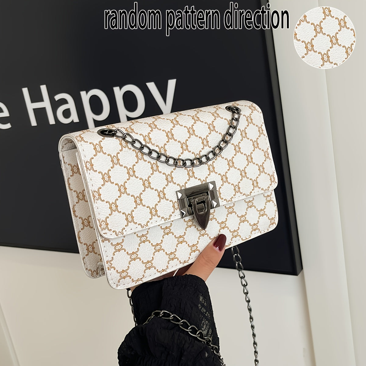 Sac à bandoulière pour femme – grand sac à main spacieux avec chaîne, porté épaule ou croisé, style élégant pour femmes mûres.