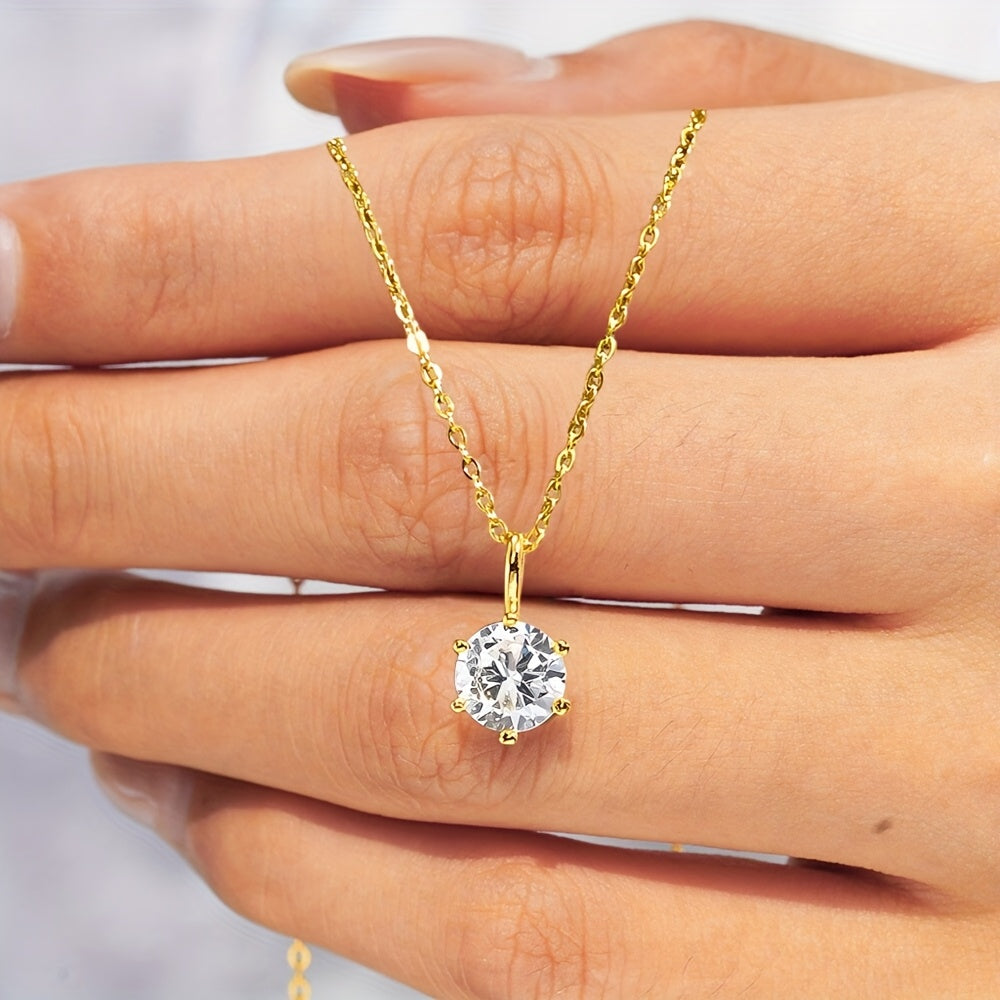 Collier Femme Élégant – Pendentif Strass en Acier Inoxydable Plaqué Or 18K, Hypoallergénique, Idéal Quotidien et Cadeau, Bijou Polyvalent, Minimaliste et Durable