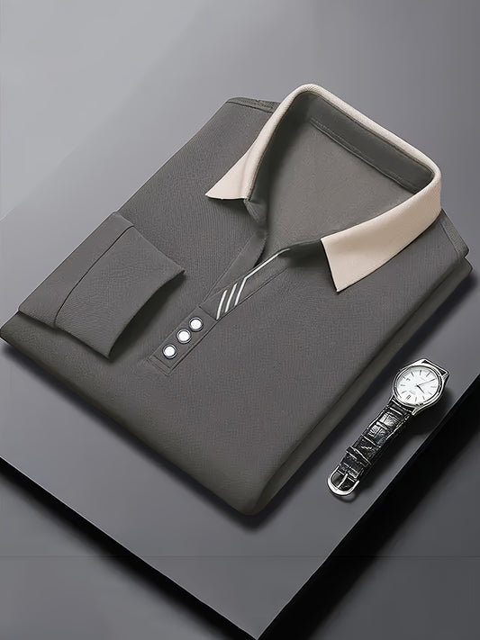 Men's Comfortable Casual Durable Long Sleeve Shirt with Button Decoration